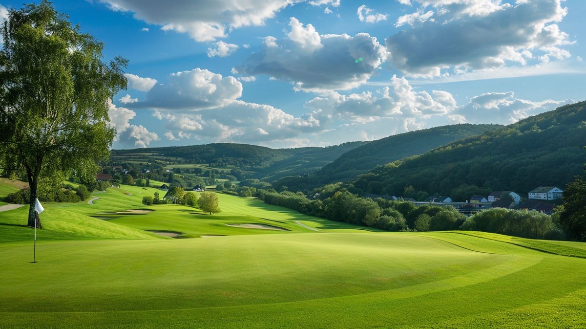 Golfspieler beim Abschlag auf dem grünen Rasen des Golfclub Bad Ems