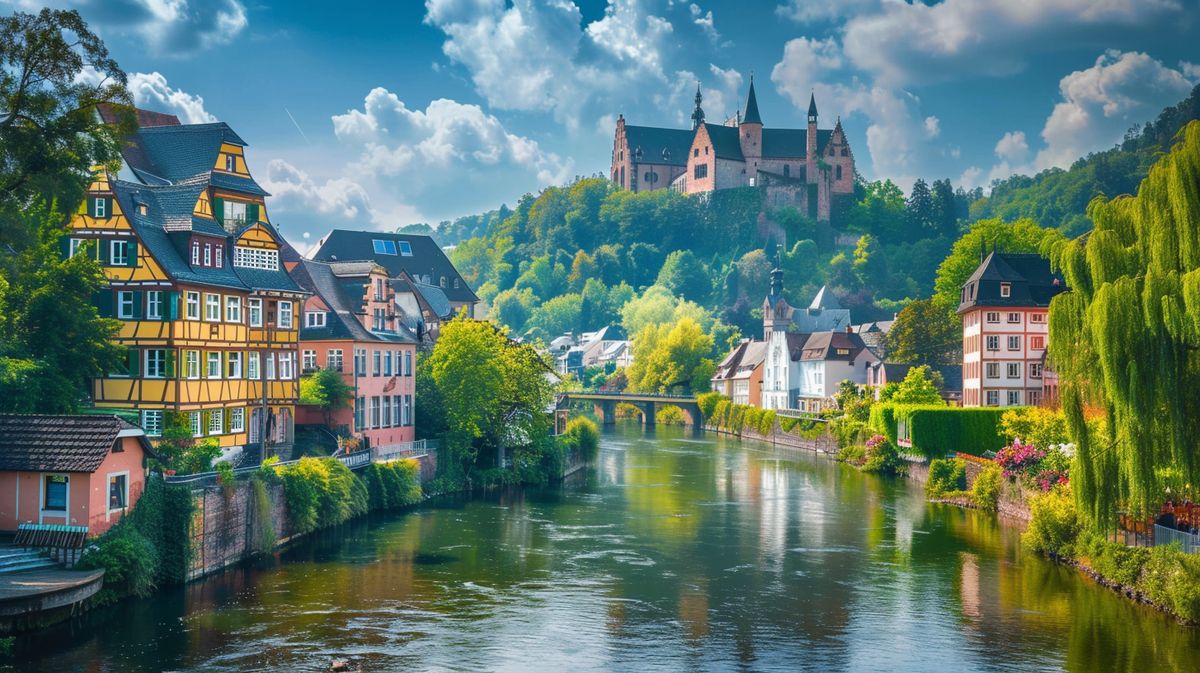 Blick auf die historische Stadt Nassau an der Lahn, wichtige Nassau Lahn Sehenswürdigkeiten in malerischer Umgebung