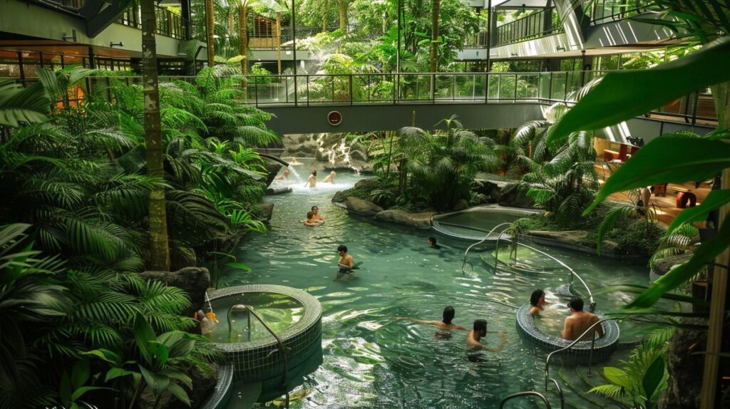 Entspannende Atmosphäre in der Emser Therme mit Blick auf Wasserbecken und Ruhebereich