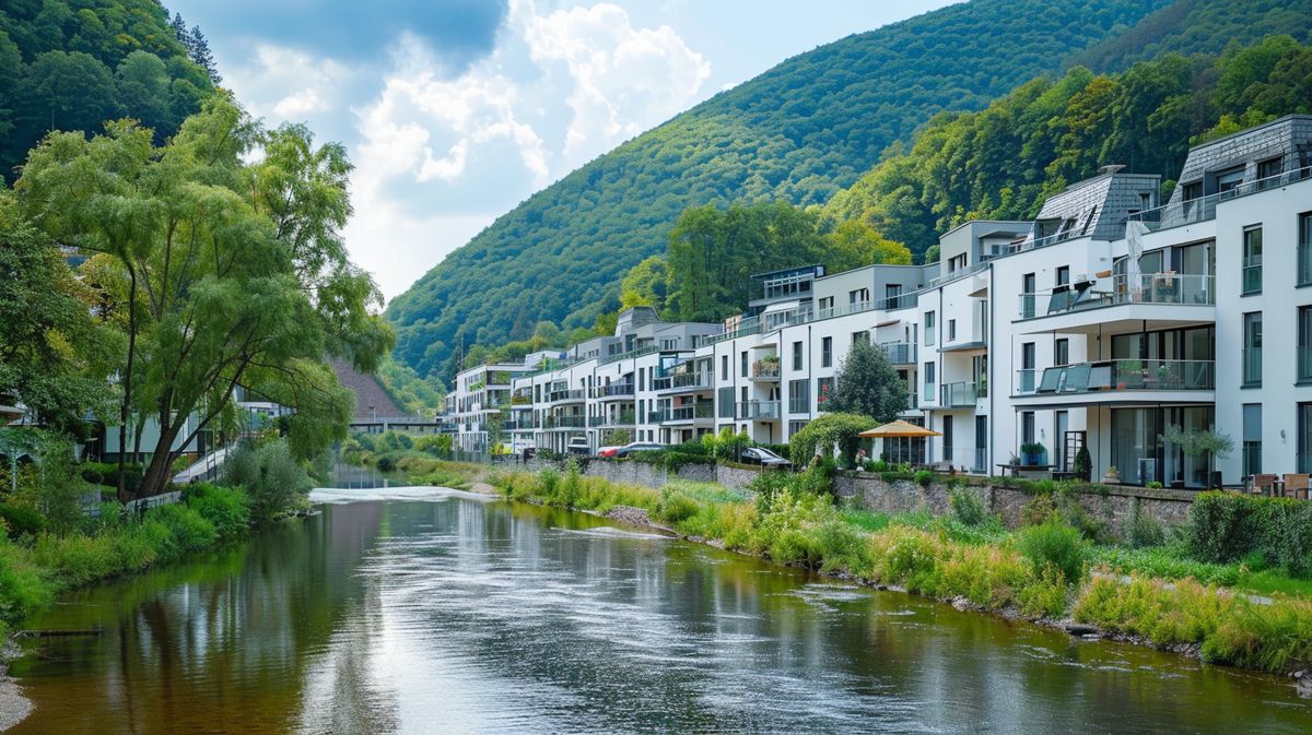 Gemütliche Ferienwohnungen Bad Ems mit Blick auf die malerische Landschaft und Fluss