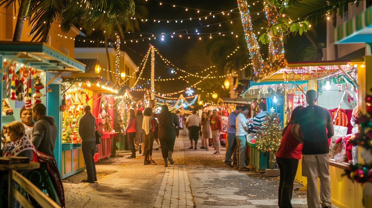 Besucher genießen festliche Beleuchtung und Stände am Weihnachtsmarkt Nassau