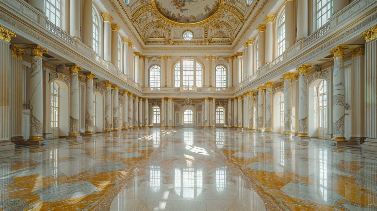 Blick auf den prächtigen Marmorsaal Bad Ems mit seiner detailreichen Innenarchitektur und eleganten Verzierungen