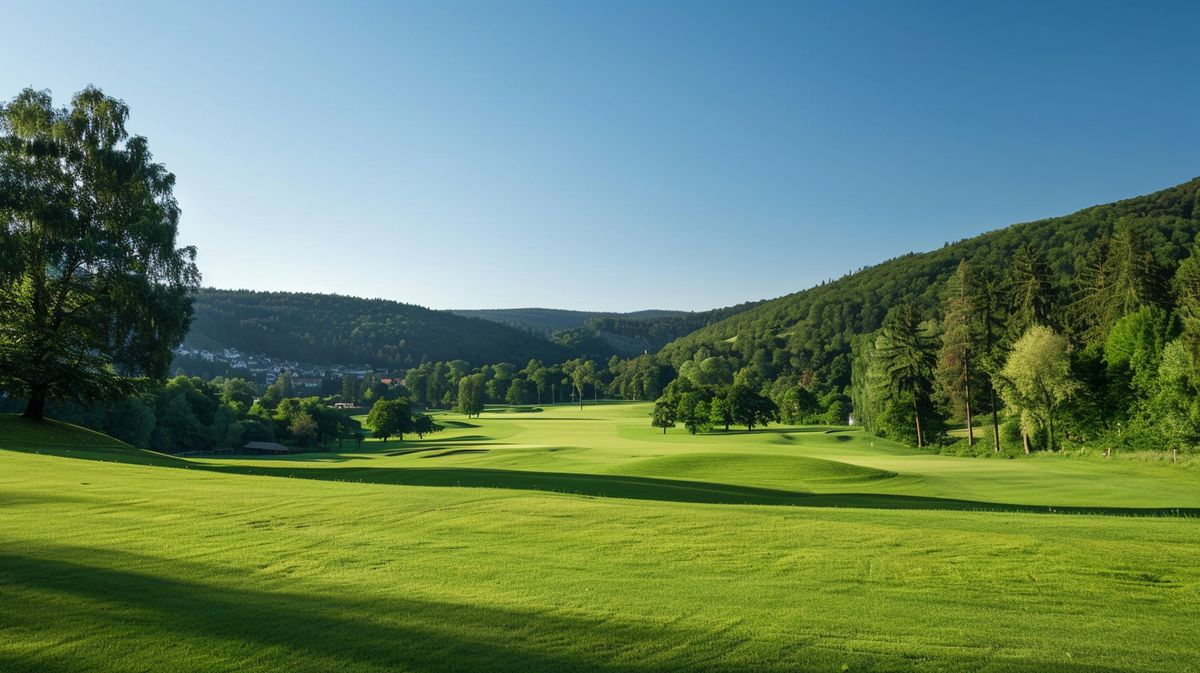 Golfspieler beim Abschlag auf dem grünen Golfplatz des GC Bad Ems