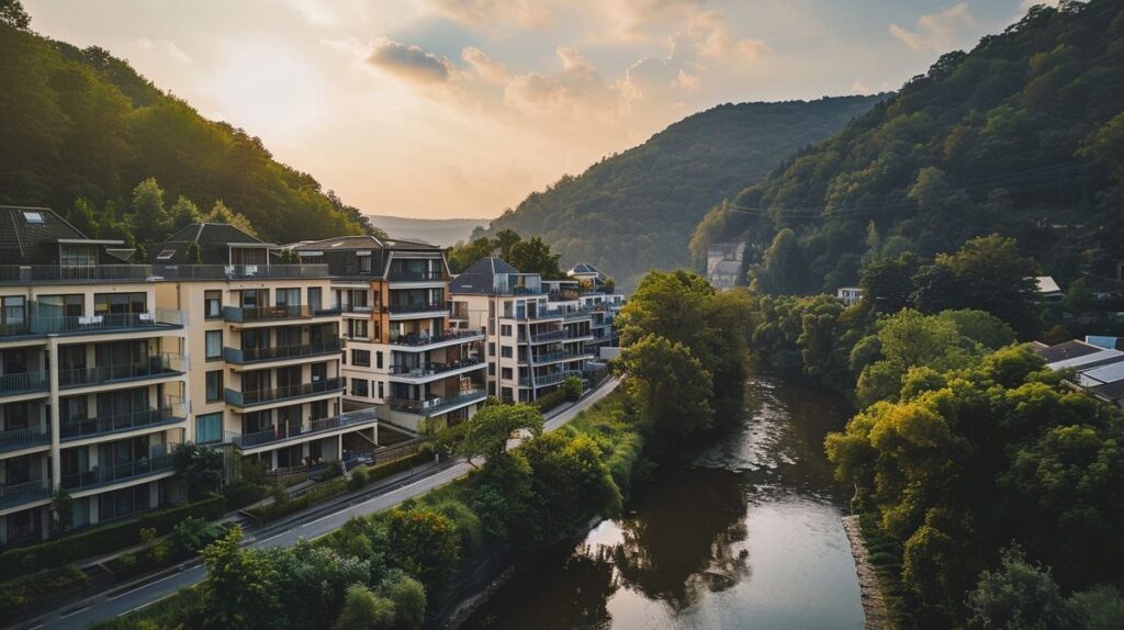 Moderne Ferienwohnungen Bad Ems mit stilvoller Einrichtung und Blick auf die malerische Landschaft