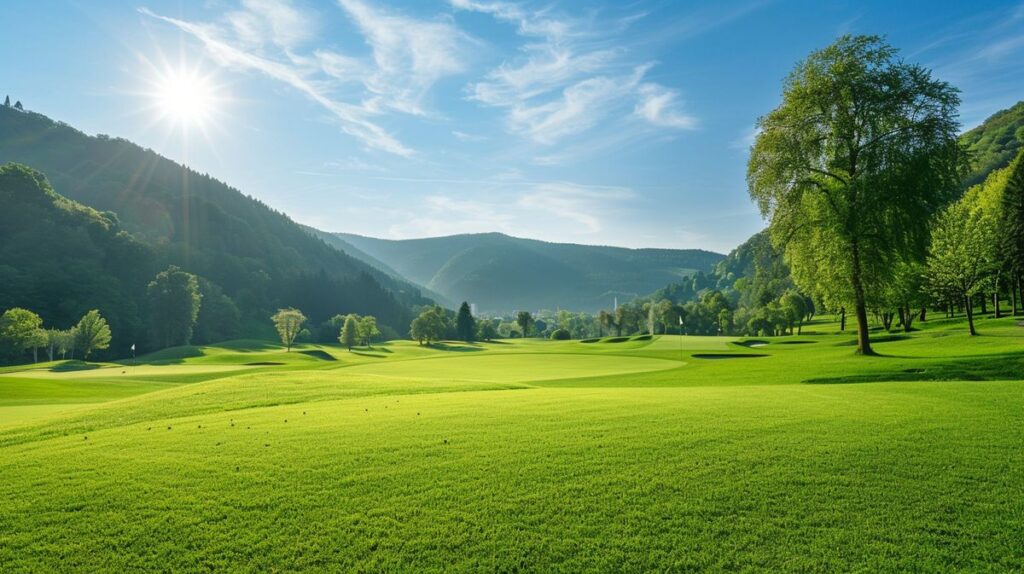 Golfspieler beim Abschlag auf dem malerischen Golfplatz des GC Bad Ems